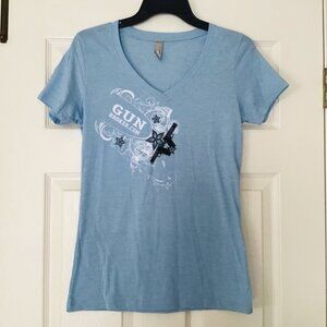 Gun Broker V-Neck Blue T-Shirt